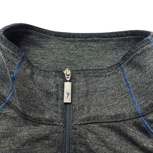 Tommy Bahama Florida UF Shirt Mens Med Gray 1/4 Zip - Picture 3 of 6